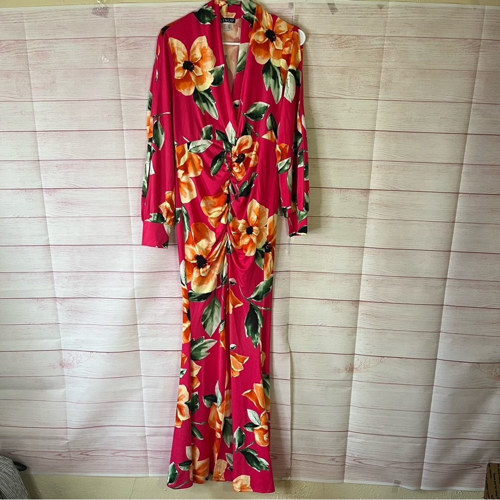 Venus Floral Tropical Pink Maxi Dress Size XS
